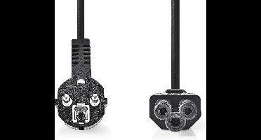 Nedis Stroomkabel - Type F (CEE 7/7) Male - IEC-320-C5 - Gehoekt - Recht - Vernikkeld - 5.00 m - Rond - PVC - Zwart - Label