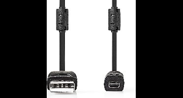 Nedis USB-Kabel - USB 2.0 - USB-A Male - US-E6 8-pins Male - 480 Mbps - Vernikkeld - 2.00 m - Rond - PVC - Zwart - Label