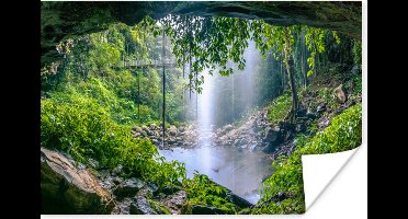 Poster Jungle - Regenwoud - Water - Waterval - Planten - 30x20 cm - Kerstversiering - Kerstdecoratie voor binnen - Kerstmis