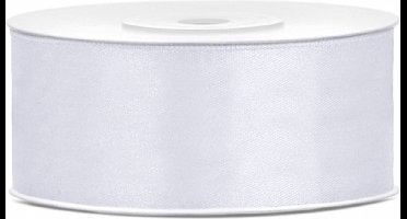 3x Hobby/decoratie witte satijnen sierlinten 2,5 cm/25 mm x 25 meter - Cadeaulinten satijnlinten/ribbons - Witte linten - Hobbymateriaal benodigdheden - Verpakkingsmaterialen