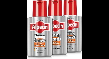 Alpecin Tuning Shampoo 3x 200ml | Behoudt Natuurlijke Haarkleur en Ondersteunt Haargroei | Donkere Cafeïne Shampoo om Grijze Haren