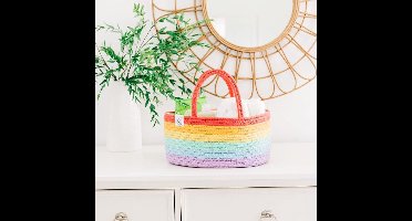 Touw Luier Caddy Mand & Baby Verschoonmand | Luier Caddy Organizer | Kwekerijmand & cadeaus voor pasgeborenen | Baby-organizer voor commode Mand Verdelers & Handgrepen - Regenboog