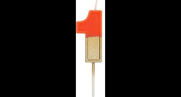 Folat - Kaars Retro Cijfer 1 Oranje - 5 cm