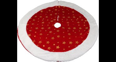 Christmas Decoration Kerstboomrok - rood - polyester - velvet - sterren - 90 cm