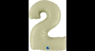 Folieballon Cijfer 2 Satin Olive green - 100 cm