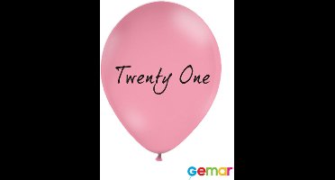 Ballonnen Twenty One Pink met opdruk Zwart (helium)