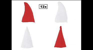 12x Kaboutermuts rood en wit- geleverd in mt. 57, 59 en 61cm - Smurf dwerg kabouter paddestoel feest carnaval festival