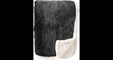 Dutch Decor - BOBBY - Plaid 150x200 cm - fleece deken met sherpa voering - Raven - zwart