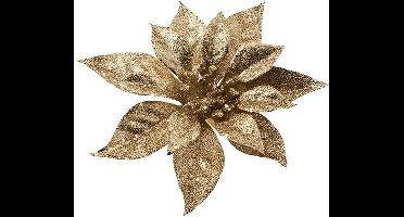 Cosy & Trendy Kersthanger - bloem - op clip - goud - 18 cm - Kerstboomversiering