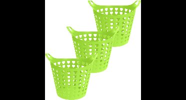 Excellent Houseware Flexibele wasmand - 3x - groen - 26 liter - kunststof - 40 x 42 cm