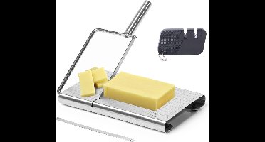 Kaassnijder, kaasschaaf, roestvrij staal, draadkaassnijder voor kaasboter, nauwkeurige maatschaal voor het snijden van boter, groenten, worst, kruiden en meer (zonder draad)