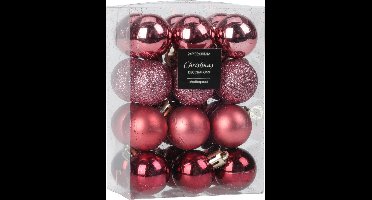 Christmas Decoration kerstballen 16x -5 cm-kunststof -roze
