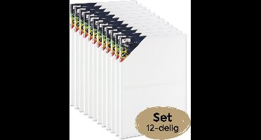 Schildersdoeken set 12pcs - formaat 50x70 cm - Canvas Schildersdoek voor acryl-, olie- en aquarelverf - hoge kwaliteit canvas - perfect voor beginners en ervaren kunstenaars - Schilderworkshop