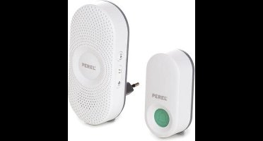 Perel Draadloze deurbel met niet-storen-functie, met 1 x plug-in ontvanger / 1 x drukknop, IP44 waterdicht, 36 melodieën, 300 m bereik, wit
