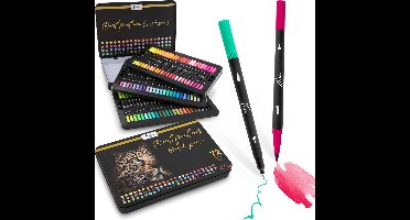 Stiften voor Volwassenen en Kinderen 72pcs - Fineliners Kleuren voor Volwassen - Brushpennen - Bulletjournal producten - Markeerstiften - Kleurstiften - Dualmarkers - Luxe Opbergdoos - Nassau Fine Art