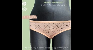 green-goose Bamboe Dames Ondergoed | 4 Stuks | Maat S/M | Perzik | Met Pootjes Opdruk | Duurzaam, Ademend en Heerlijk Zacht