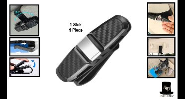 Bob Online™ - 1 Stuk – Zwart - Universal Autozonneklep-brillenhouder - ABS-Kunststof Volledig Recyclebaar - Geen Beschadigde Brillen Meer - Milieuvriendelijk - 34 gram - (L)9.8cmx(B)2.6cmx(H)4.3cm – 1 Piece – Black Universal Sun Visor Spectacles Clip