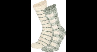Apollo - Bedsokken dames - Grijs-Beige - One Size - Slaapsokken - Fluffy sokken - Warme sokken - Bedsokken - Fleece sokken