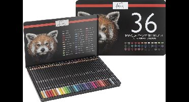 Nassau Fine Art Professionele Kleurpotloden 36-delig - Rijke & Levendige Kleuren - Genummerd & Kleur gecodeerd - Inclusief Kleurtestblad - Stevige Opbergdoos