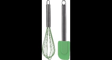 La Cucina Keukengerei set van 2 - garde/pannenlikker - groen - RVS/siliconen - Ca. 26 cm