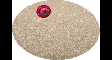 Gerimport Placemat - goud - dia 40 cm - rond - kunststof - onderlegger - kerstdiner/diner placemats