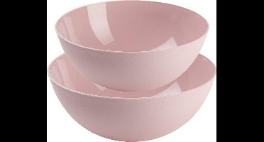 Plasticforte voedsel serveer schalen set - 4x stuks - lichtroze - kunststof - Dia 25 en 28 cm