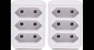Benson Stopcontact splitter - 2x - triple - wit - voor 3 platte stekkers - verdeelstekkers
