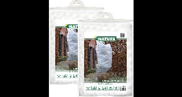 Nature plantenhoes met trekkoord - 4x stuks - H150 x D75 cm - wit - anti-vorst planten beschermhoes