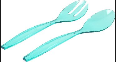 Plasticforte Sla bestek/couvert setje - turquoise blauw - kunststof - 29 cm