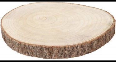 Chaks Kaarsenplateau boomschijf met schors - hout - D34 x H4 cm - rond - Onderborden