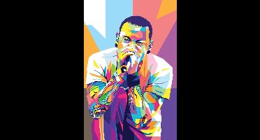 Chester Bennington Poster - Linkin Park - Abstracte Pop Art - Wpap - Wanddecoratie - posters - formaat 50x70cm - S722