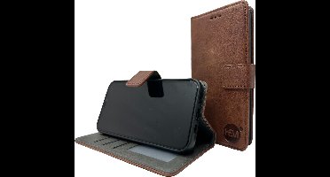 HEM Stylish Book Case (geschikt voor 15 Pro Max) iPhone 15 Pro Max hoesje met 3 pasjesuitsnedes + fotovakje - Portemonneehoesje - pasjeshouder - Bruin