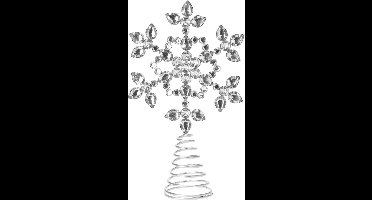 Christmas Decoration piek - ster vorm - zilver met steentjes - 23 cm