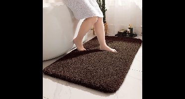 Badmat, antislip, 70 × 120 cm, zachte microvezel, badmat, douchemat, wasbaar, elegante badmat voor badkamer, slaapkamer en wasserij, bruin
