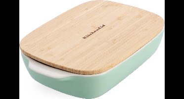 KitchenAid Ovenschaal incl bamboe deksel - Large: 3,8L - magnetron- en ovenbestendig tot 260°C zonder deksel - Pistache groen