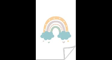 Poster voor kinderen - Wanddecoratie kinderkamer - Schilderij kinderen - Regenboog - Hartjes - Wolken - Stippen - Pastel - 20x30 cm