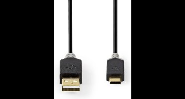 USB-Kabel - USB 2.0 - USB-A Male - USB-C Male - 60 W - 480 Mbps - Verguld - 3.00 m - Rond - PVC - Antraciet - Doos