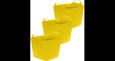 Excellent Houseware Flexibele emmer - 3x - geel - 15 liter - kunststof - vierkant - 30 x 29 cm