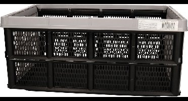 Excellent Houseware Vouwkrat/boodschappenkrat - 32 liter - zwart/grijs - kunststof - 48 x 35 x 24 cm