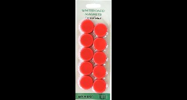 BRASQ Magneten Voor Whiteboard, Magneetbord, Memobord of Magnetisch Tekenbord - Rood 30mm - 10 stuks