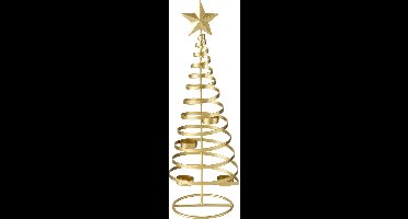 Waxinelichthouder gouden kerstboom van gedraaid metaal