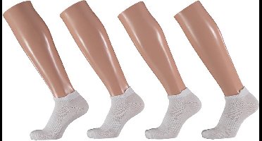 Apollo - Bamboe Sneakersokken Kids - Wit - Stripes - Maat 23/26 - Sneakersokken kinderen - Kindersokken - Bamboe sokken