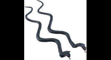 Chaks nep cobra slangen 35 cm - zwart - 4x stuks - griezel/horror thema decoratie dieren