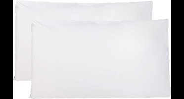 Kussensloop, 50 x 70 cm, 2 stuks, rechthoekig, 100% katoen, met sluiting, wit (Made In Italy)