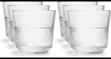 Royal Leerdam Drinkglazen Rayo - 12x stuks - glas - 270 ml - waterglazen - 8 x 8 cm - met design motief