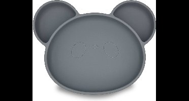 Youly® Siliconen kinderbord beer - Kinderservies - Baby servies - Baby bord - Anti Slip - Bord met zuignap - BPA vrij - Beton Grijs