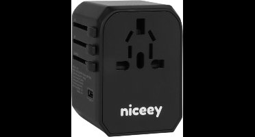 Niceey Universele Wereldstekker - Internationale Reisstekker - 2000 Watt - Amerika Europa Engeland Zuid-Afrika - 4 USB A en 1 USB C