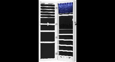 FurnStar - Hangende sieradenkast met LED -Verlichting - Sieradenrek - Deurmontage - In hoogte verstelbaar - Afsluitbaar - 120 cm hoog