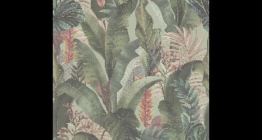 PALMBLADEREN BEHANG | Junglestijl - Groen Roze Rood Blauw - Living Walls Drawn Into Nature