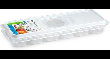 Plasticforte IJsblokjesvorm met deksel - voor 12 ijsklontjes - kunststof - transparant - ijsblokjes maken